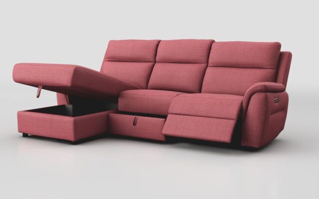 Sogliano 3 Seater Power Recliner Sofa With Drawer & Left Hand Facing Storage Chaise - poltronesofà at ScS