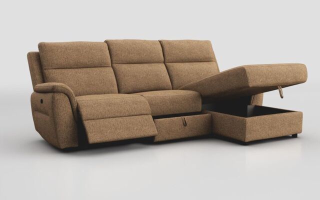 Sogliano 3 Seater Manual Recliner Sofa With Drawer & Right Hand Facing Storage Chaise - poltronesofà at ScS