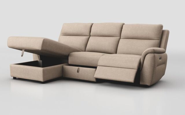 Sogliano 3 Seater Power Recliner Sofa With Drawer & Left Hand Facing Storage Chaise - poltronesofà at ScS