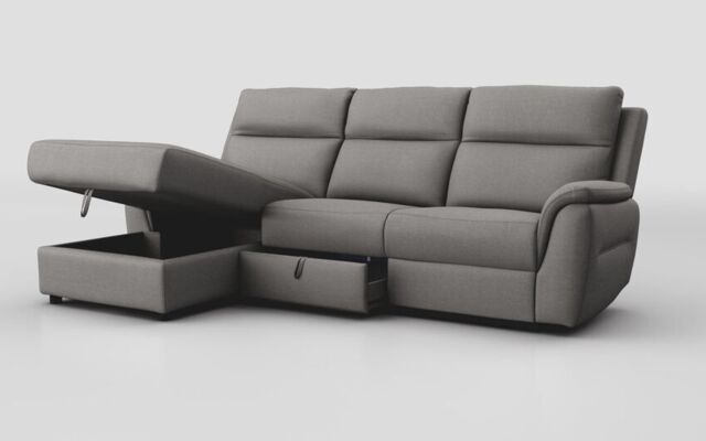 Sogliano 3 Seater Sofa With Drawer & Left Hand Facing Storage Chaise - poltronesofà at ScS