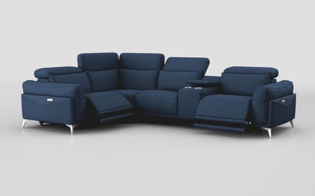 Gattolino 1 Corner 2 Power Recliner Sofa with Manual Head Tilt & Console - poltronesofà at ScS