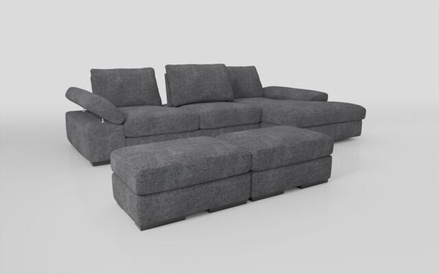 Savazza 4 Seater Sofa with Adjustable Back Rest Right Hand Facing Lounger & Two Ottoman Footstools - poltronesofà at ScS