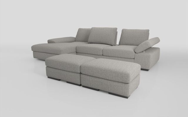 Savazza 4 Seater Sofa with Left Hand Facing Lounger & Two Ottoman Footstools - poltronesofà at ScS