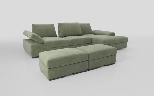 Savazza 4 Seater Sofa with Adjustable Back Rest Right Hand Facing Lounger & Two Ottoman Footstools  - poltronesofà at ScS