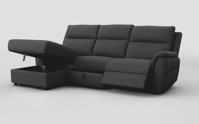 Sogliano 3 Seater Manual Recliner Sofa With Drawer & Left Hand Facing Storage Chaise  - poltronesofà at ScS