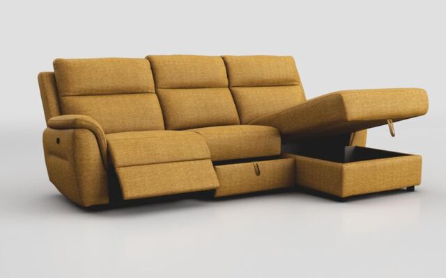 Sogliano 3 Seater Manual Recliner Sofa With Drawer & Right Hand Facing Storage Chaise - poltronesofà at ScS