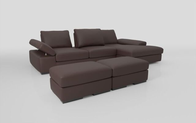 Savazza 4 Seater Sofa with Adjustable Back Rest Right Hand Facing Lounger & Two Ottoman Footstools - poltronesofà at ScS
