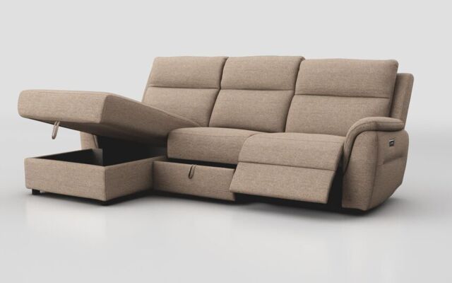 Sogliano 3 Seater Power Recliner Sofa With Drawer & Left Hand Facing Storage Chaise - poltronesofà at ScS