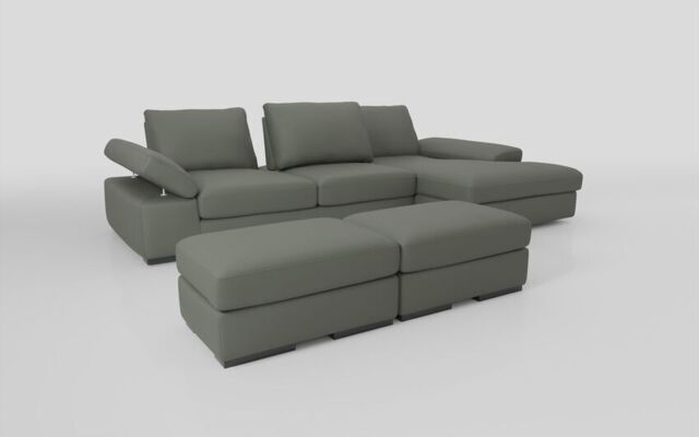 Savazza 4 Seater Sofa with Adjustable Back Rest Right Hand Facing Lounger & Two Ottoman Footstools - poltronesofà at ScS