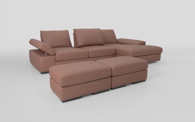 Savazza 4 Seater Sofa with Adjustable Back Rest Right Hand Facing Lounger & Two Ottoman Footstools - poltronesofà at ScS