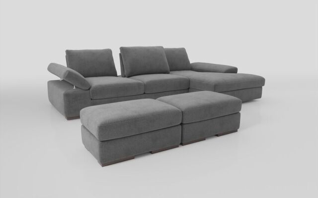 Savazza 4 Seater Sofa with Adjustable Back Rest Right Hand Facing Lounger & Two Ottoman Footstools  - poltronesofà at ScS