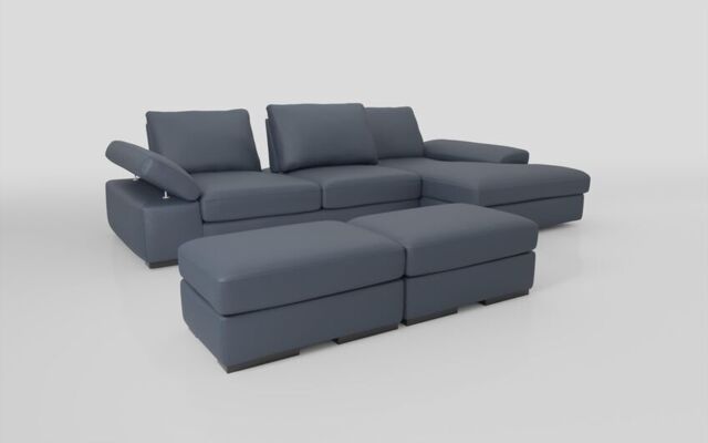 Savazza 4 Seater Sofa with Adjustable Back Rest Right Hand Facing Lounger & Two Ottoman Footstools - poltronesofà at ScS