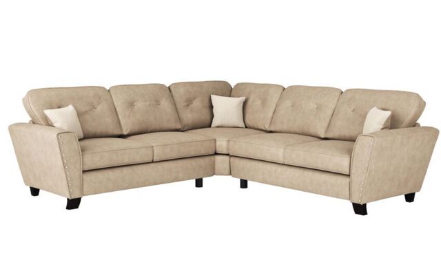 ScS Living Cream Eliza Fabric 2 Corner 2 Sofa