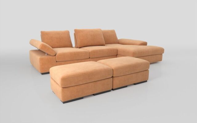 Savazza 4 Seater Sofa with Adjustable Back Rest Right Hand Facing Lounger & Two Ottoman Footstools - poltronesofà at ScS
