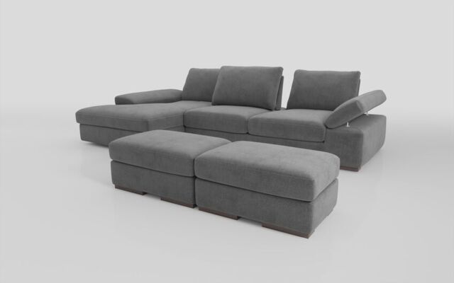 Savazza 4 Seater Sofa with Left Hand Facing Lounger & Two Ottoman Footstools  - poltronesofà at ScS