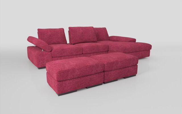 Savazza 4 Seater Sofa with Adjustable Back Rest Right Hand Facing Lounger & Two Ottoman Footstools - poltronesofà at ScS