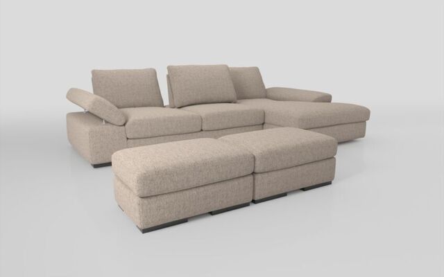 Savazza 4 Seater Sofa with Adjustable Back Rest Right Hand Facing Lounger & Two Ottoman Footstools - poltronesofà at ScS