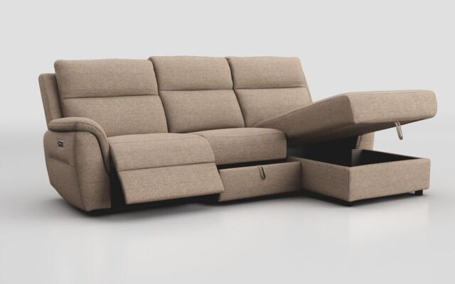 Sogliano 3 Seater Power Recliner Sofa With Drawer & Right Hand Facing Storage Chaise  - poltronesofà at ScS