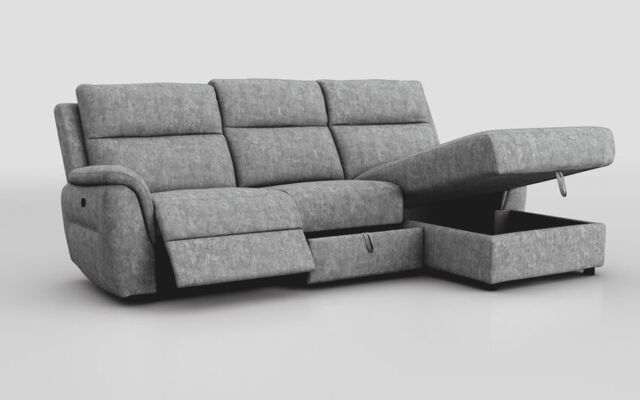 Sogliano 3 Seater Manual Recliner Sofa With Drawer & Right Hand Facing Storage Chaise - poltronesofà at ScS