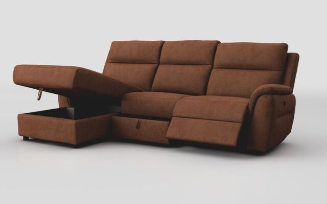 Sogliano 3 Seater Manual Recliner Sofa With Drawer & Left Hand Facing Storage Chaise - poltronesofà at ScS
