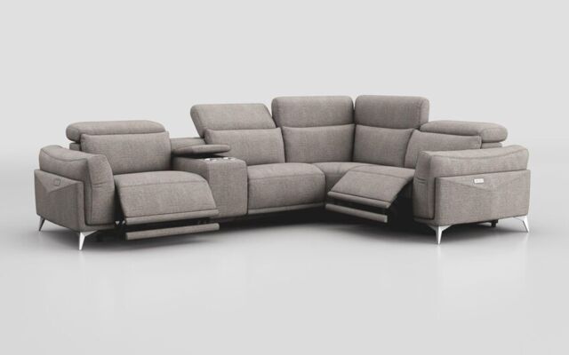 Gattolino 1 Corner 2 Power Recliner Sofa with Manual Head Tilt & Console - poltronesofà at ScS