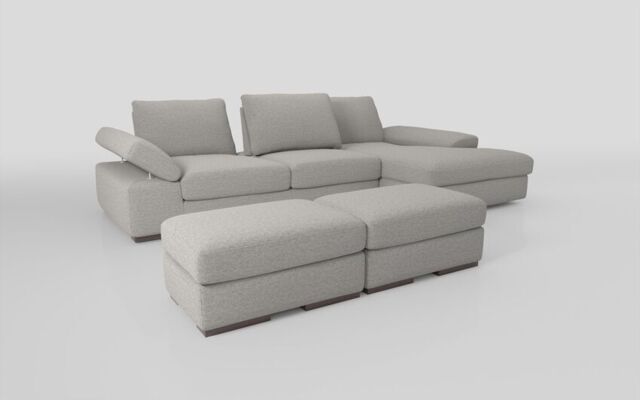 Savazza 4 Seater Sofa with Adjustable Back Rest Right Hand Facing Lounger & Two Ottoman Footstools - poltronesofà at ScS