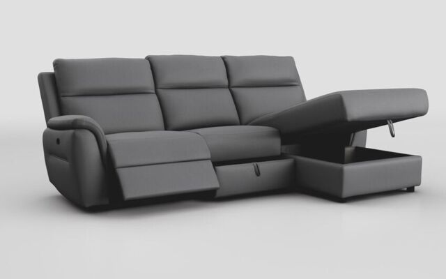 Sogliano 3 Seater Manual Recliner Sofa With Drawer & Right Hand Facing Storage Chaise - poltronesofà at ScS