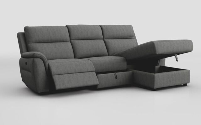 Sogliano 3 Seater Manual Recliner Sofa With Drawer & Right Hand Facing Storage Chaise - poltronesofà at ScS