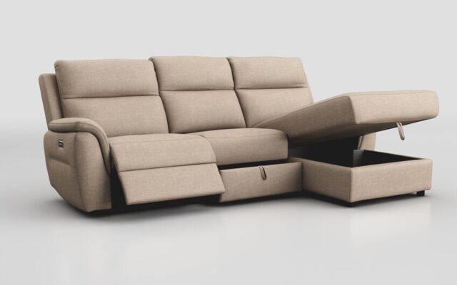 Sogliano 3 Seater Power Recliner Sofa With Drawer & Right Hand Facing Storage Chaise - poltronesofà at ScS