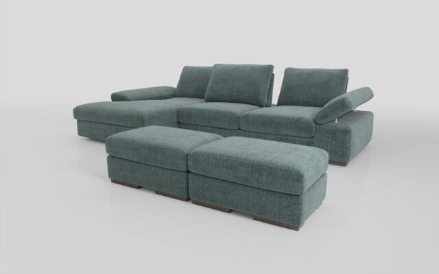 Savazza 4 Seater Sofa with Left Hand Facing Lounger & Two Ottoman Footstools - poltronesofà at ScS