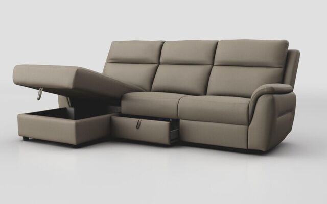 Sogliano 3 Seater Sofa With Drawer & Left Hand Facing Storage Chaise  - poltronesofà at ScS
