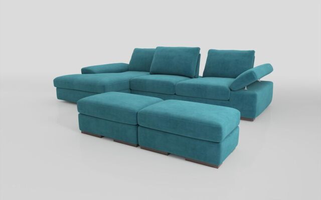 Savazza 4 Seater Sofa with Left Hand Facing Lounger & Two Ottoman Footstools - poltronesofà at ScS
