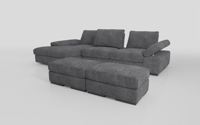 Savazza 4 Seater Sofa with Left Hand Facing Lounger & Two Ottoman Footstools  - poltronesofà at ScS