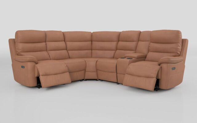 Ossett 2 Corner 2 Power Sofa with Right Hand Facing Console & Head Tilt - poltronesofà at ScS