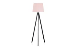ScS Living Barbro Black Wood Tripod Floor Lamp with Dusty Pink Shade