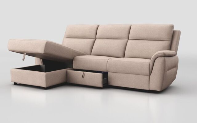 Sogliano 3 Seater Sofa With Drawer & Left Hand Facing Storage Chaise - poltronesofà at ScS