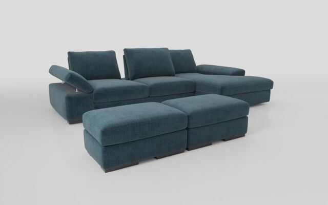 Savazza 4 Seater Sofa with Adjustable Back Rest Right Hand Facing Lounger & Two Ottoman Footstools - poltronesofà at ScS