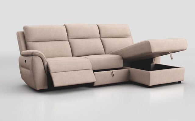 Sogliano 3 Seater Manual Recliner Sofa With Drawer & Right Hand Facing Storage Chaise - poltronesofà at ScS