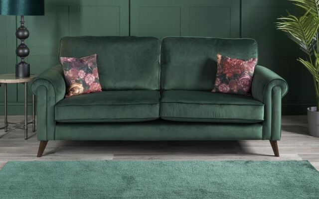 Botanicals Fabric Bloom Velvet 3 Seater Sofa Standard Back