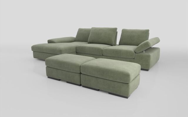 Savazza 4 Seater Sofa with Left Hand Facing Lounger & Two Ottoman Footstools - poltronesofà at ScS