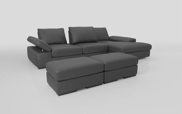 Savazza 4 Seater Sofa with Adjustable Back Rest Right Hand Facing Lounger & Two Ottoman Footstools - poltronesofà at ScS