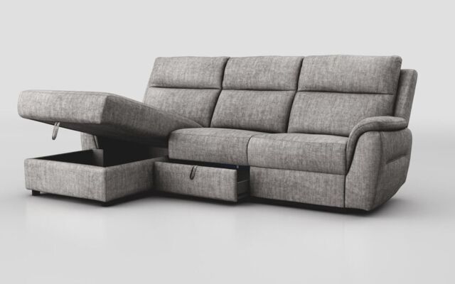 Sogliano 3 Seater Sofa With Drawer & Left Hand Facing Storage Chaise - poltronesofà at ScS