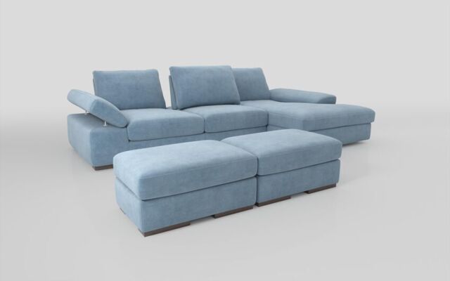 Savazza 4 Seater Sofa with Adjustable Back Rest Right Hand Facing Lounger & Two Ottoman Footstools - poltronesofà at ScS