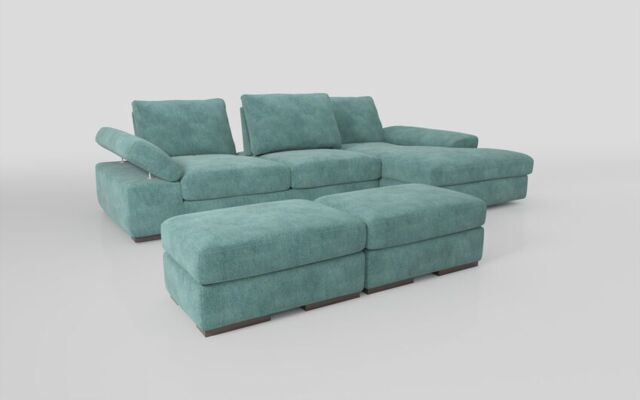 Savazza 4 Seater Sofa with Adjustable Back Rest Right Hand Facing Lounger & Two Ottoman Footstools - poltronesofà at ScS