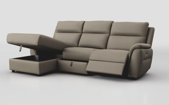 Sogliano 3 Seater Power Recliner Sofa With Drawer & Left Hand Facing Storage Chaise - poltronesofà at ScS
