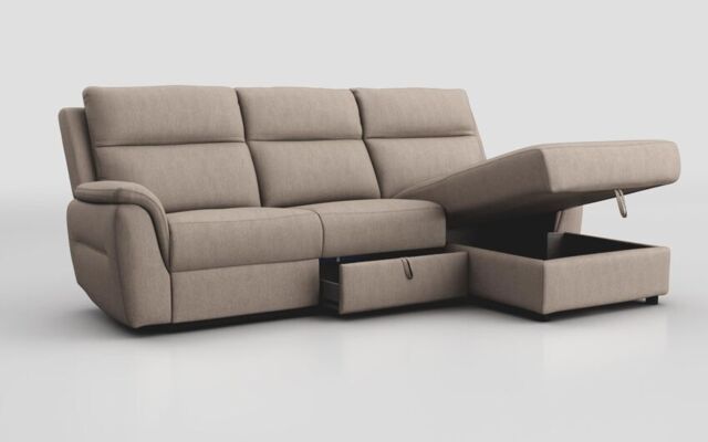 Sogliano 3 Seater Sofa With Drawer & Right Hand Facing Storage Chaise  - poltronesofà at ScS