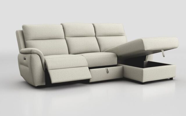 Sogliano 3 Seater Power Recliner Sofa With Drawer & Right Hand Facing Storage Chaise - poltronesofà at ScS