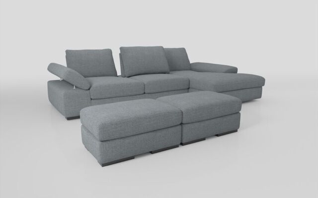 Savazza 4 Seater Sofa with Adjustable Back Rest Right Hand Facing Lounger & Two Ottoman Footstools - poltronesofà at ScS