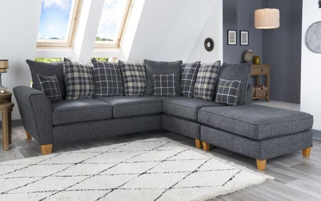 Theo Fabric 2 Corner 1 Right Hand Facing Chaise Scatter Back Sofa - poltronesofà at ScS