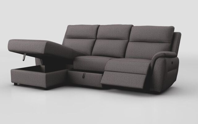 Sogliano 3 Seater Manual Recliner Sofa With Drawer & Left Hand Facing Storage Chaise - poltronesofà at ScS